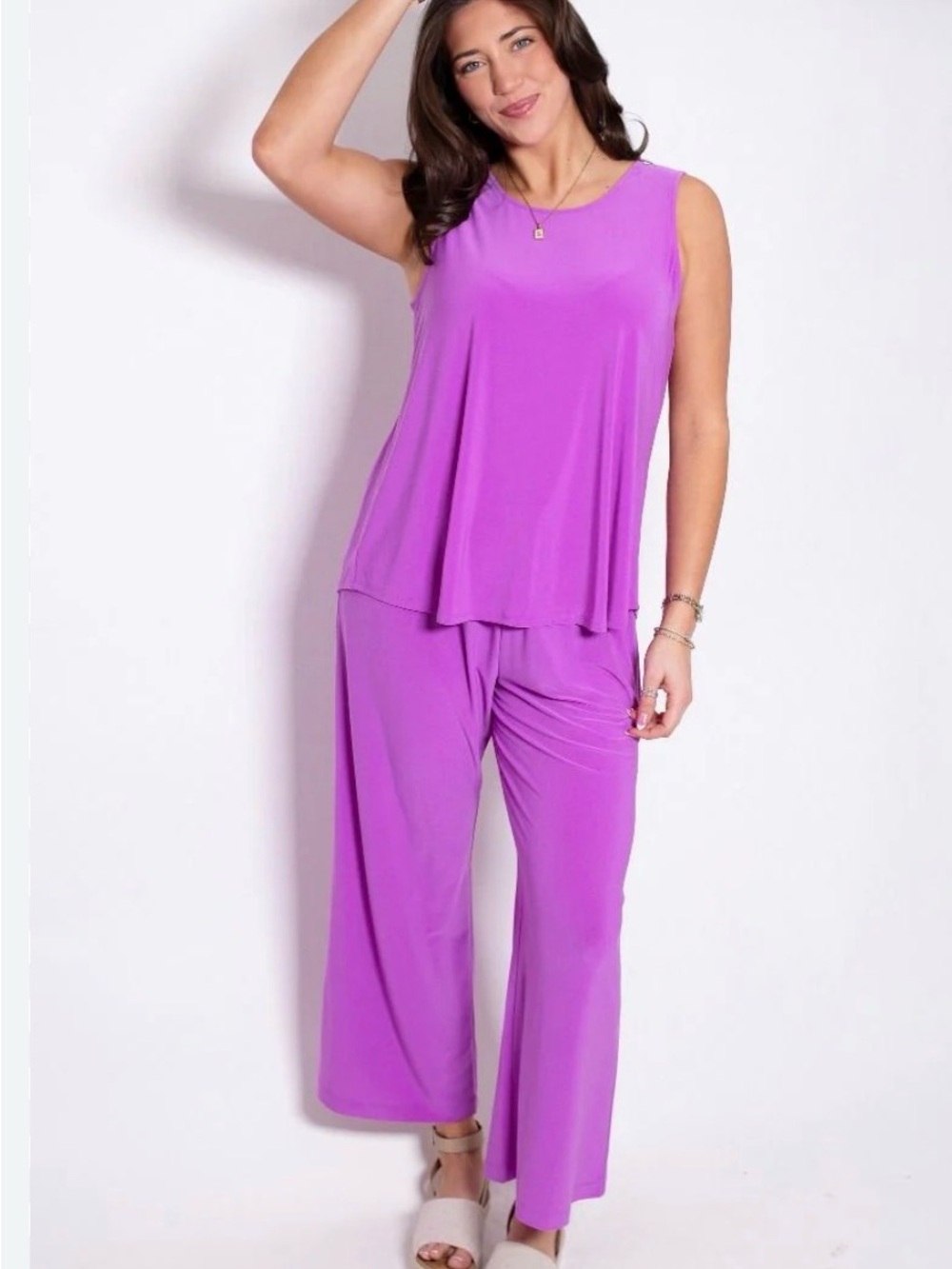Dear Scarlett Sleeveless Two-Piece Set Orchid Pink Sz Large Wrinkle Free